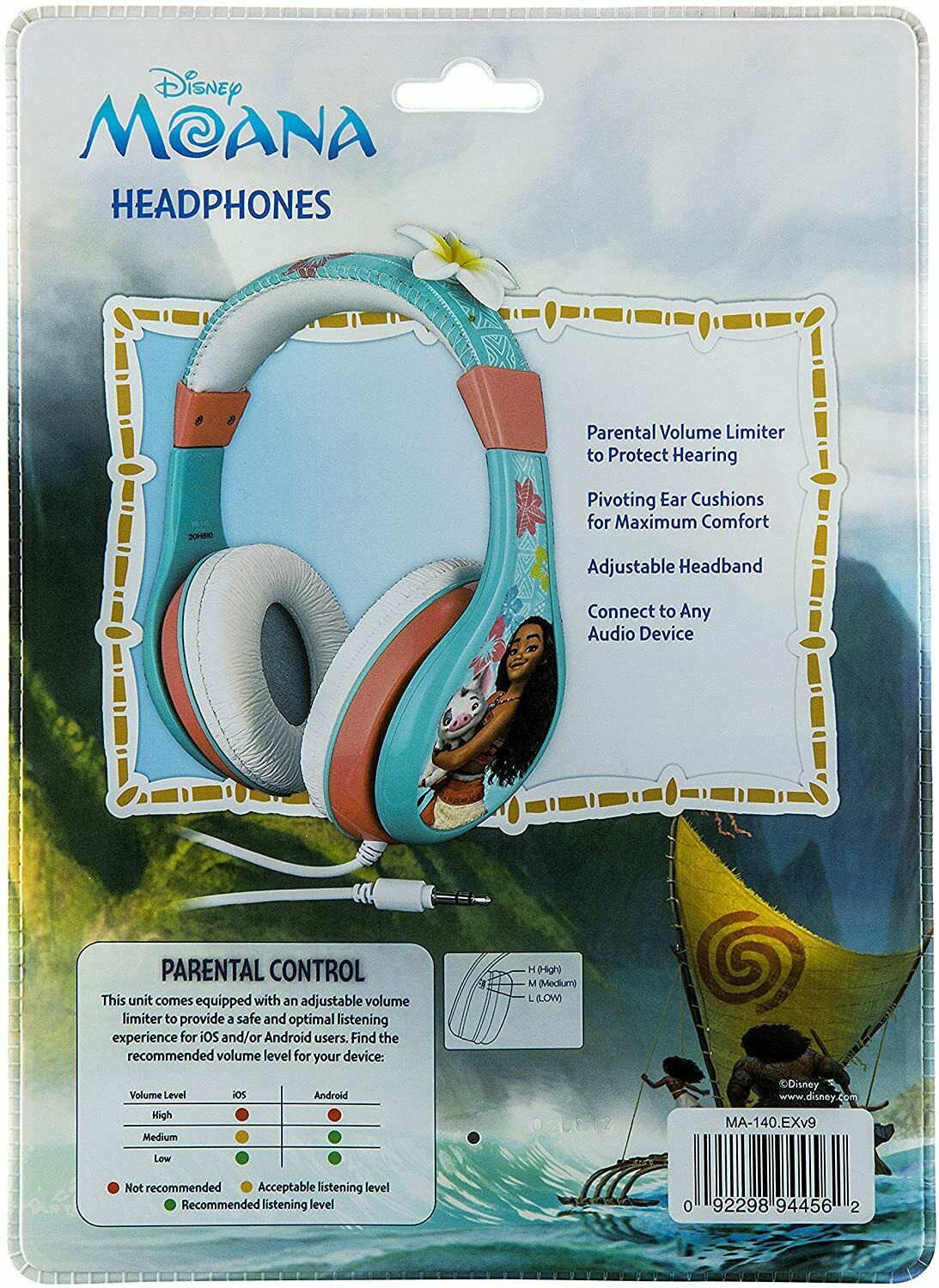 MA140V9 KID DESIGNS eKids Moana Headphones Parental Volume Control NEW - TuracellUSA