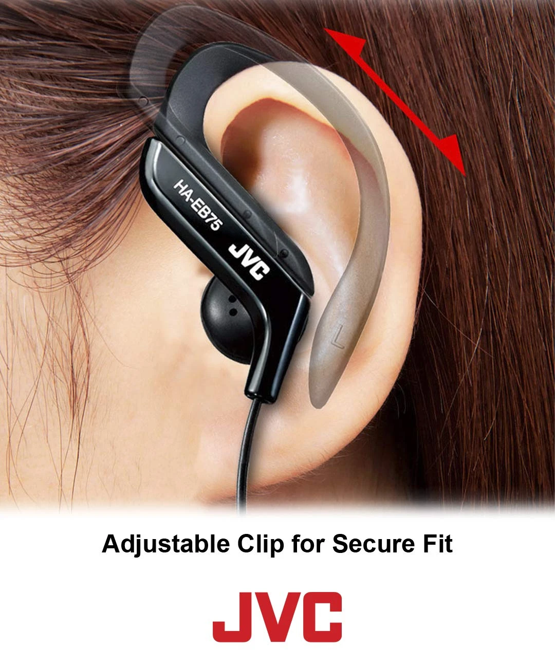 JVC HAEBR80R Sport-Clip In-Ear Ear-Clip Headphones Mic & Remote - RED - TuracellUSA