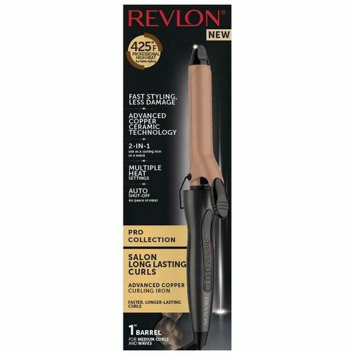RVIR1172 Revlon Salon Advanced Copper + Ceramic 1" Curling Iron NEW - TuracellUSA