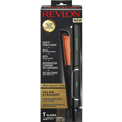 RVST2155 Revlon Salon Straightener Copper + Ceramic Flat Iron,1 NEW - TuracellUSA