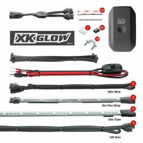 XKGLOW 8PC 24" UNDER GLOW AND 6PC 10" FLEXIBLE STRIP XKCHROME APP CONTROL CAR - TuracellUSA