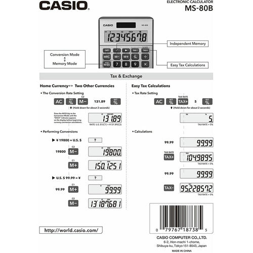 MS80S CASIO Standard Function Desktop Calculator NEW - TuracellUSA