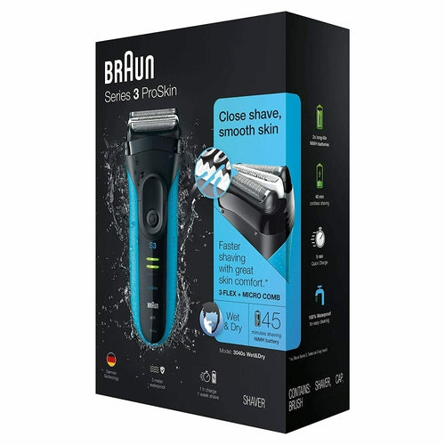 3040S BRAUN Electric Shaver with Precision Trimmer,Rechargeable, Wet & Dry Foil - TuracellUSA