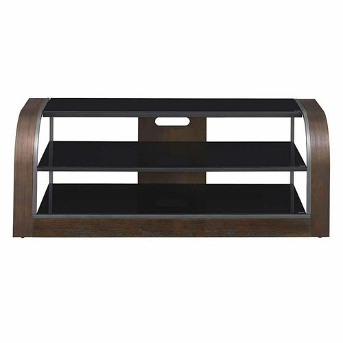 TC656392H371 BELLO TV Stand 2 Black Tempered Glass Shelves Rectangular Shape NEW - TuracellUSA