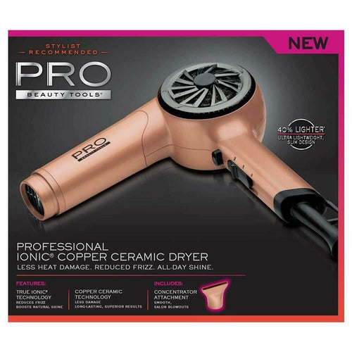PBDR5892 Pro Beauty Tools Professional Lightweight Ionic Copper Hair Dryer NEW - TuracellUSA
