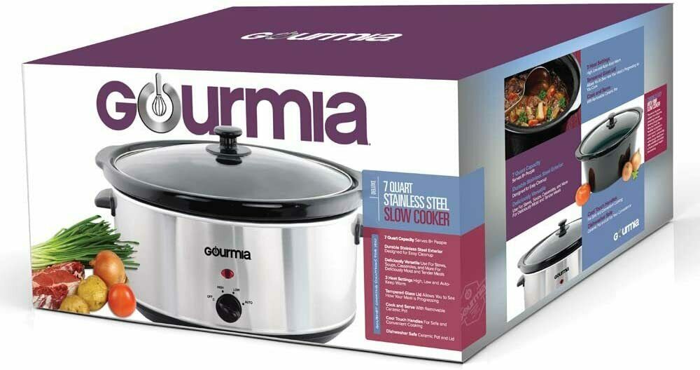 PC710 GOURMIA 7 Quart Oval Stainless Steel Slow Cooker with Auto Mode and Cool - TuracellUSA