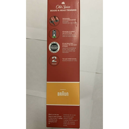 Braun 5418 Old Spice Beard & Head Trimmer, powered by Braun, Red/Black - TuracellUSA