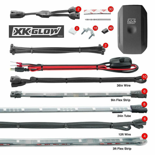 XKGLOW KSCARPRO 8pc 24" Glow Tube+6pc 10" Interior Strips + 4pc 36"Wheel Strips - TuracellUSA