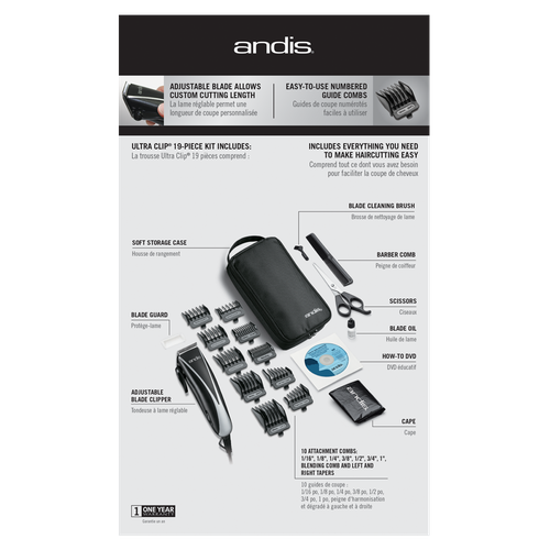 18620 Andis Ultra Clip Adjustable Blade 19 piece Home Haircut Kit BRAND NEW - TuracellUSA