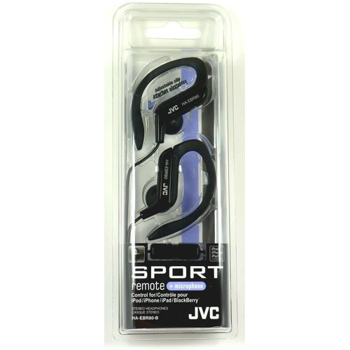 JVC HAEBR80B Sport-Clip In-Ear Ear-Clip Headphones Mic & Remote - Black - TuracellUSA