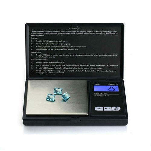 AMERICAN WEIGHTSCALES AWS-250-BLK Signature Series Black 250 x 0.1G - TuracellUSA
