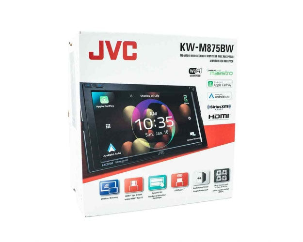 JVC KW-M875BW In Dash Multimedia Car Receiver 6.8" Screen Wireless Carplay and Android Auto