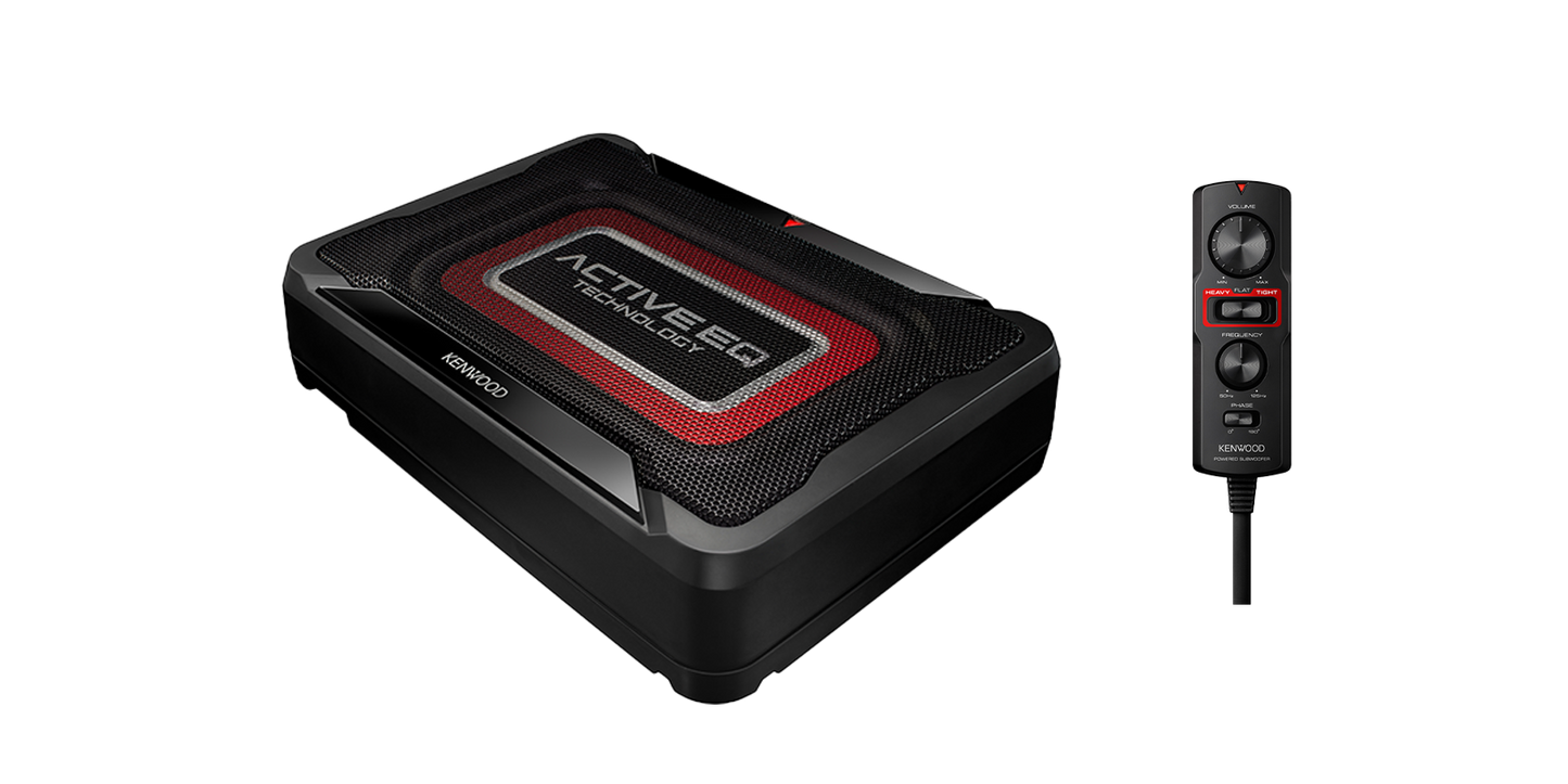 Kenwood KSC-PSW7EQ Compact Powered Subwoofer 160 Watts Wired Remote Control
