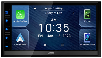 JVC KW-M788BH In Dash Digital Media Receiver 6.8" Screen Apple CarPlay Android Auto USB Mirroring Maestro HD Radio HDMI Bluetooth