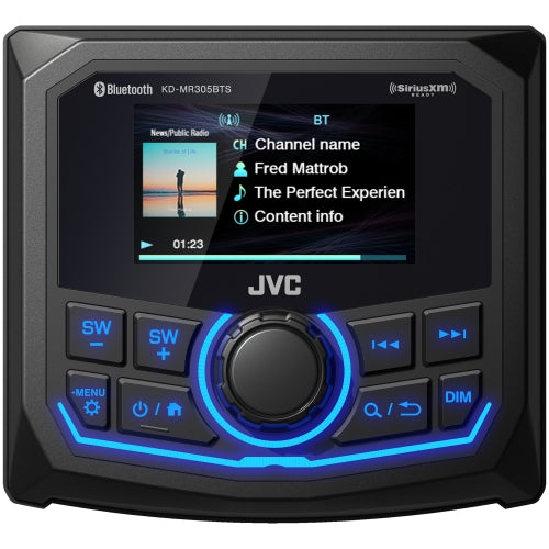JVC KD-MR305BTS Digital Media Receiver Marine Bluetooth 2.7" Color Display Dust and Waterproof