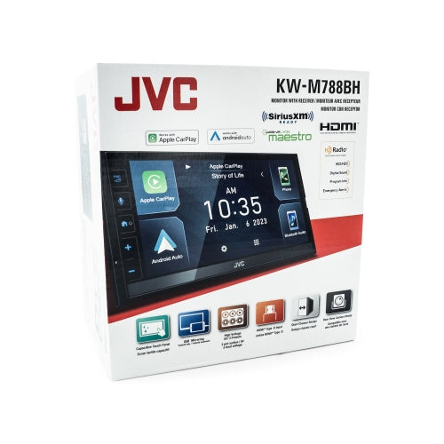 JVC KW-M788BH In Dash Digital Media Receiver 6.8" Screen Apple CarPlay Android Auto USB Mirroring Maestro HD Radio HDMI Bluetooth