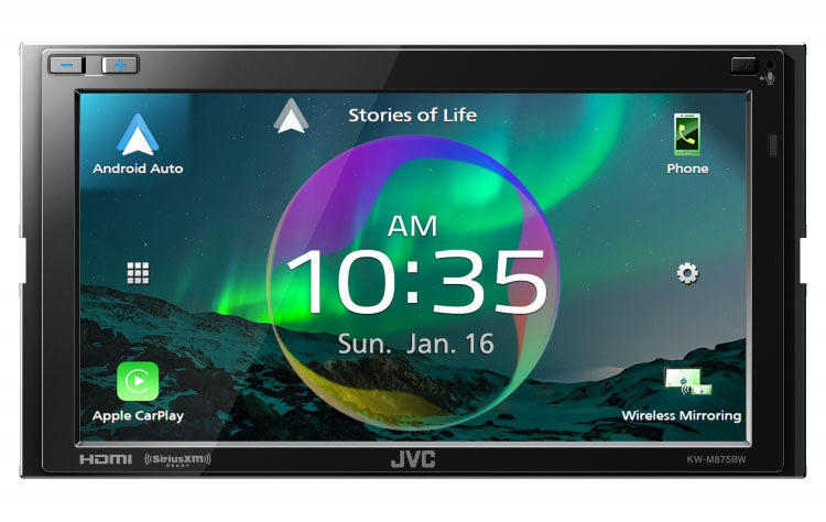 JVC KW-M875BW In Dash Multimedia Car Receiver 6.8" Screen Wireless Carplay and Android Auto