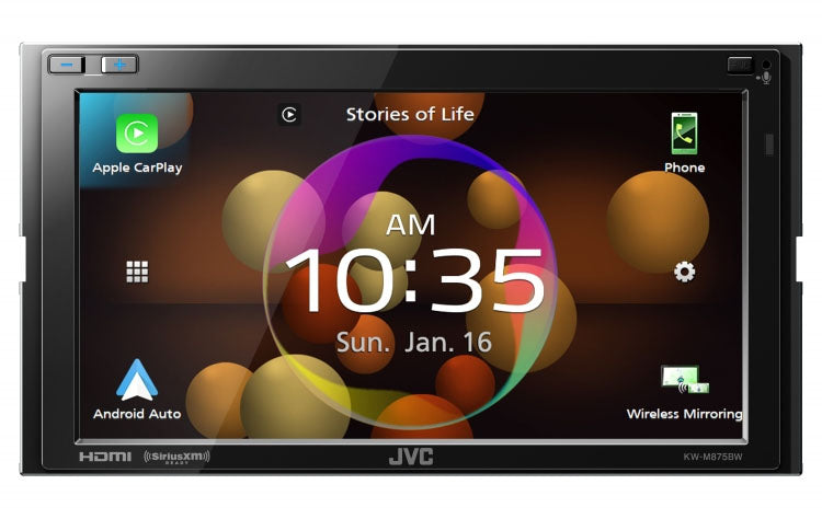JVC KW-M875BW In Dash Multimedia Car Receiver 6.8" Screen Wireless Carplay and Android Auto