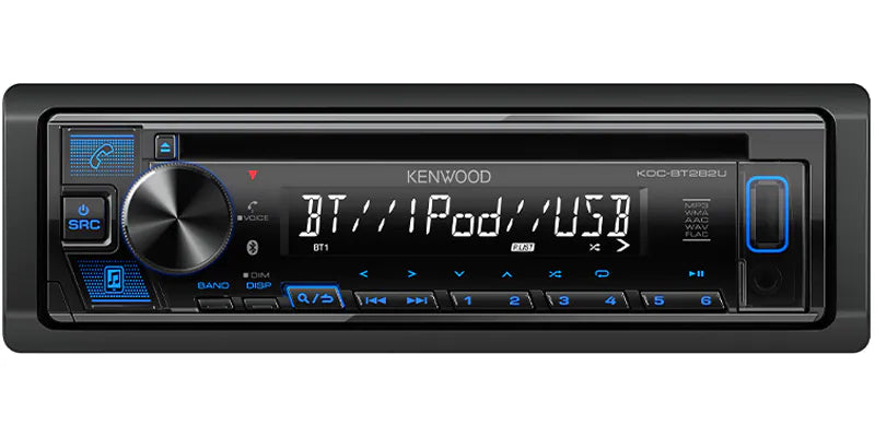 Kenwood KDC-BT282U CD Receiver w/Bluetooth, Front USB and AUX, Blue Illumination