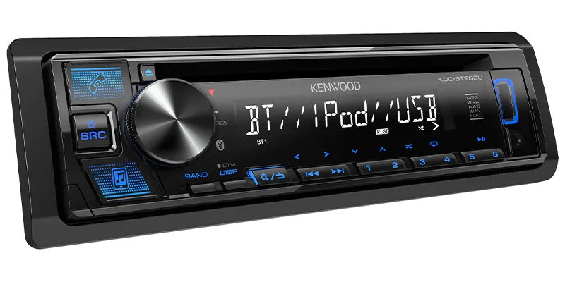 Kenwood KDC-BT282U CD Receiver w/Bluetooth, Front USB and AUX, Blue Illumination