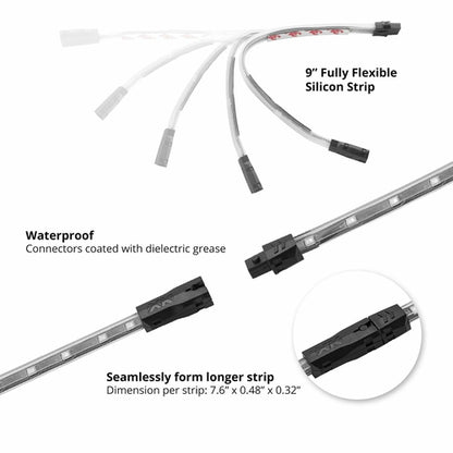 Amber Remote 10 Pod + 4 Strip Motorcycle Underglow Neon Accent Bike Lighting Kit - TuracellUSA