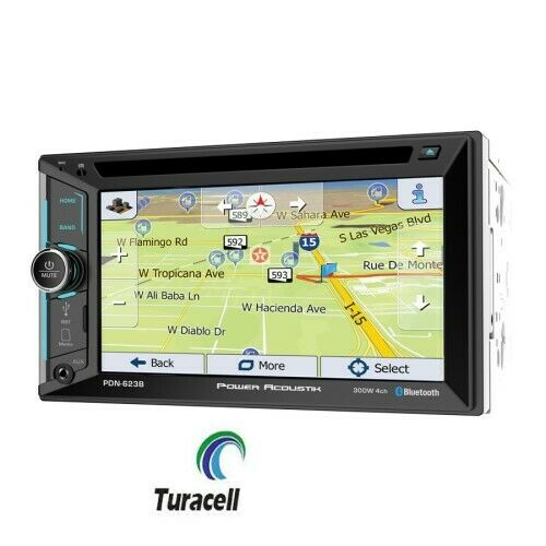 Power Acoustik PDN-623B 2-DIN Car DVD NAV Bluetooth Receiver w/ 6.2" Touchscreen - TuracellUSA