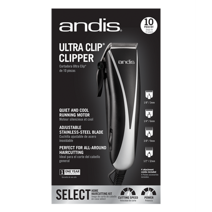 18625 ANDIS Ultra Clip Adjustable Blade 10-Piece Home Haircut Kit NEW - TuracellUSA