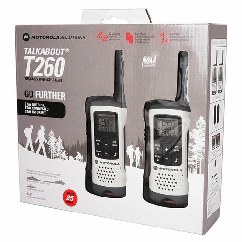 Motorola T260 Talkabout Rechargeable 2-way Radio White Fast Shipping - TuracellUSA