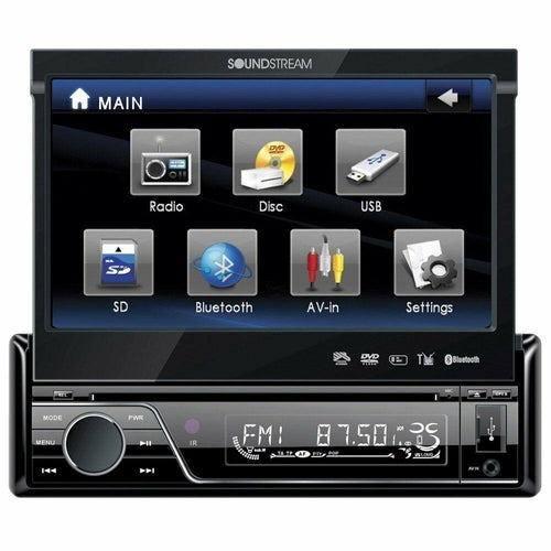 Soundstream VIR-7830B Single-DIN Bluetooth Car Stereo DVD Player w/ 7" LCD Touch - TuracellUSA