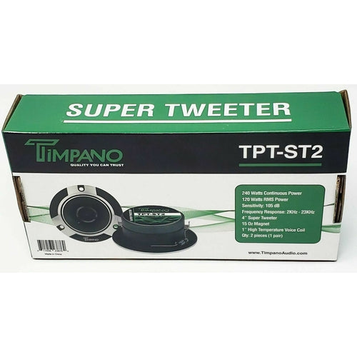 4 x Timpano TPT-ST2 4" Super Loud Tweeters 240 Watts Chrome 1" Voice Coil 2 Pair - TuracellUSA