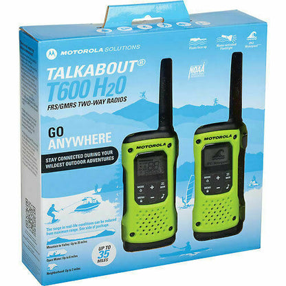 MOTOROLA Talkabout T600 Waterproof Rechargeable Two-Way Radios, Green- 2 Pack - TuracellUSA