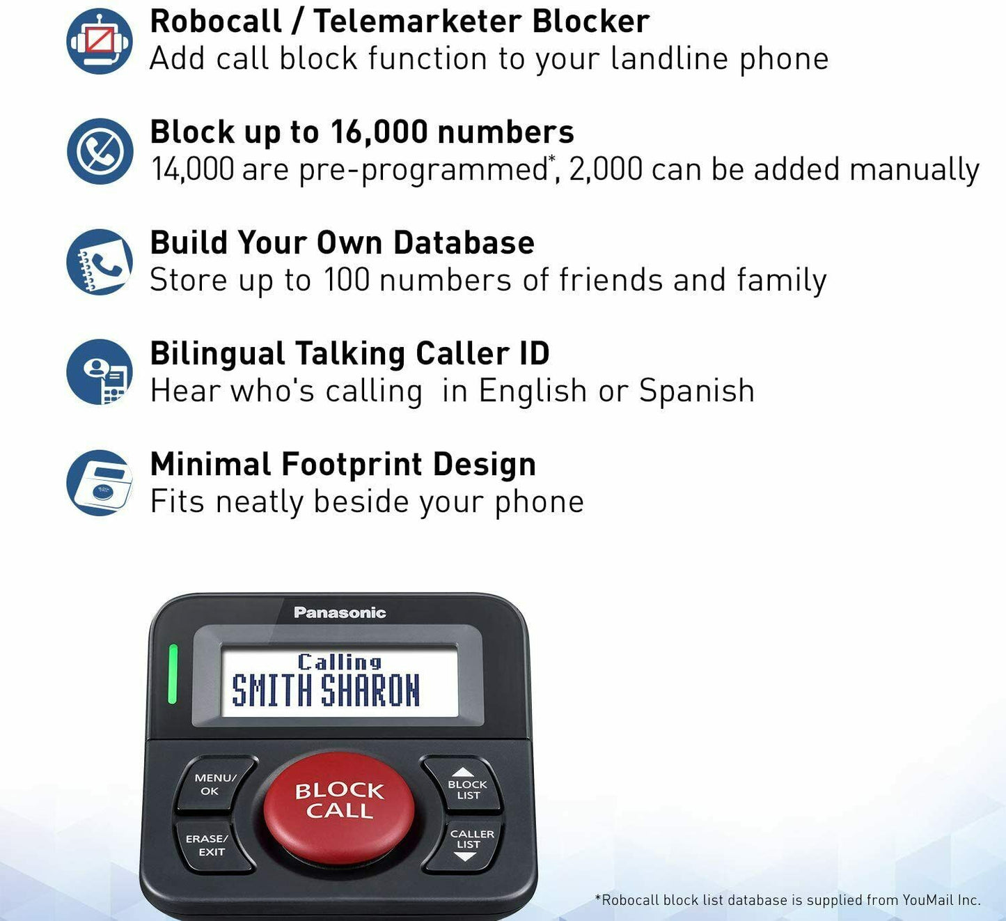 KX-TGA710B Panasonic Call Block Button with Bilingual Talking Caller ID NEW - TuracellUSA