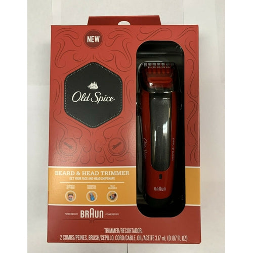 Braun 5418 Old Spice Beard & Head Trimmer, powered by Braun, Red/Black - TuracellUSA