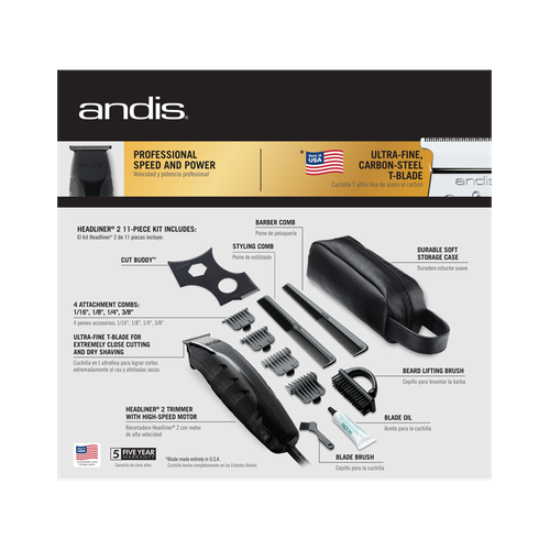29795 Andis 11 Piece Haircutting/Trimmer Headliner Black NEW!! W/ Pouch!! - TuracellUSA