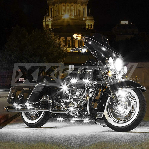 XKGLOW WHITE 8 PODS 2 STRIPS MOTORCYCLE ATV SNOWMOBILE LED UNDERGLOW KIT - TuracellUSA
