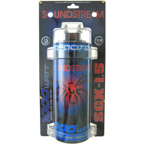 Soundstream SCX1.5 1.5 Farad Capacitor with LED Voltage Display | Red NEW! - TuracellUSA