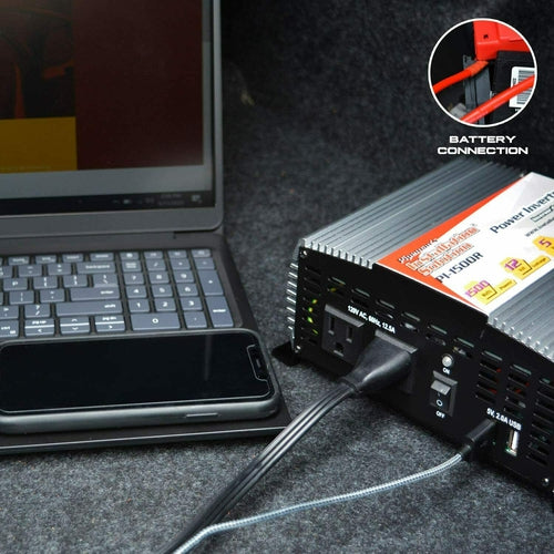 PI-1500R Pipeman 1500W Max DC Plug USB 12 Volt Car Audio Inverter NEW - TuracellUSA