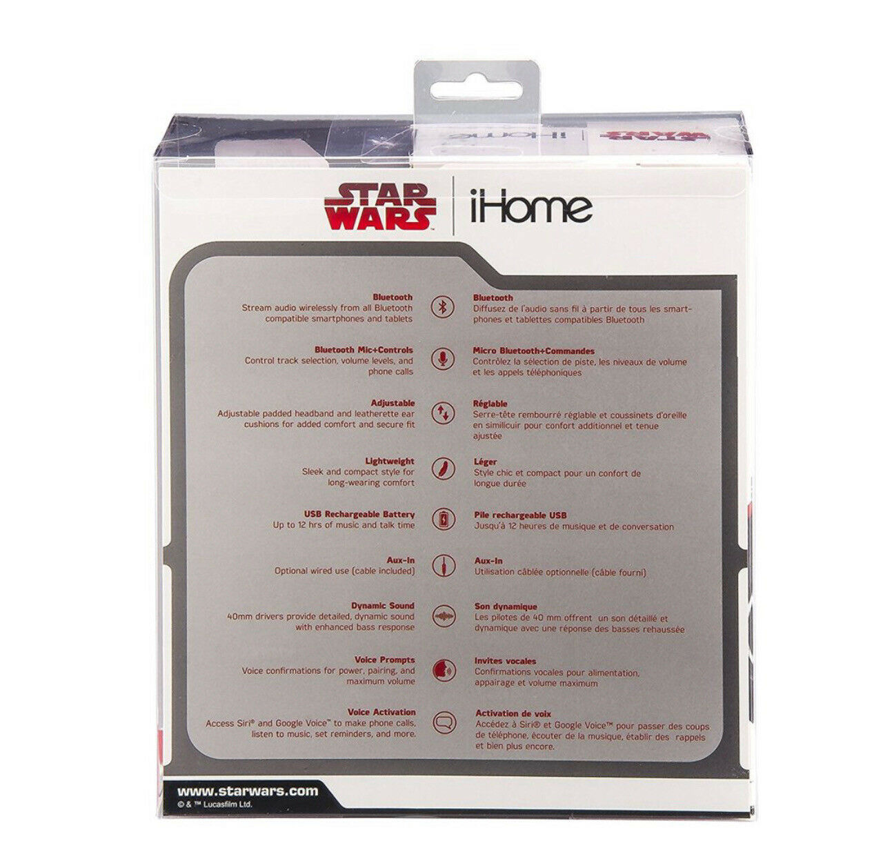 IHOME LIB90 BT Headphones STAR WARS Aux Cable, Voice Activation, Mic - TuracellUSA