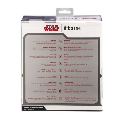 IHOME LIB90 BT Headphones STAR WARS Aux Cable, Voice Activation, Mic - TuracellUSA