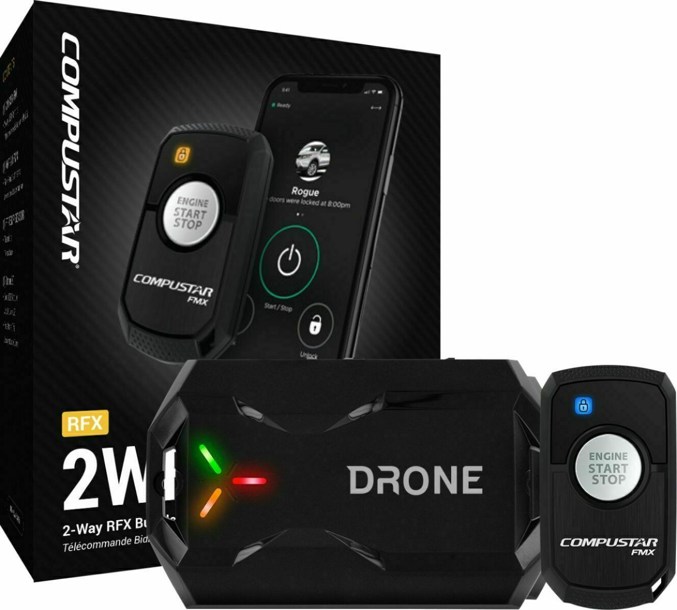 Compustar RFX2WR3FM 2-Way RFX Rf Kit Bundle W/Drone LTE Module 3000 Ft ...