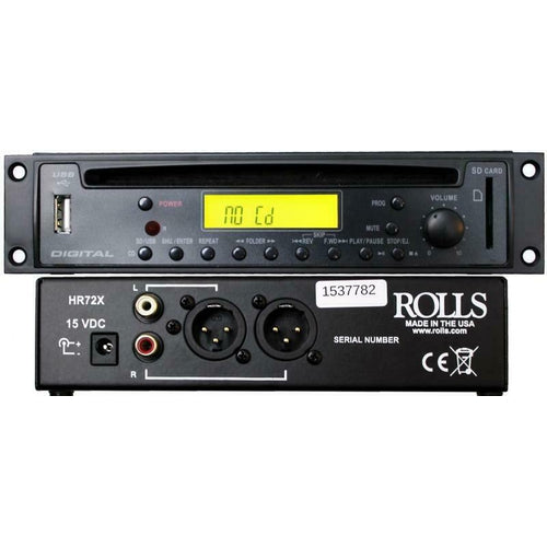 Rolls CD MP3 Player Rack Mountable with XLR Output Connectors HR72X (1RU High) - TuracellUSA