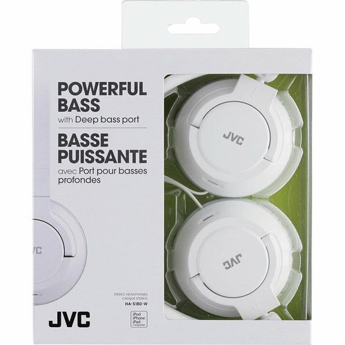 JVC HA-S180w On-Ear Lightweight Foldable Headphones, White NEW! - TuracellUSA