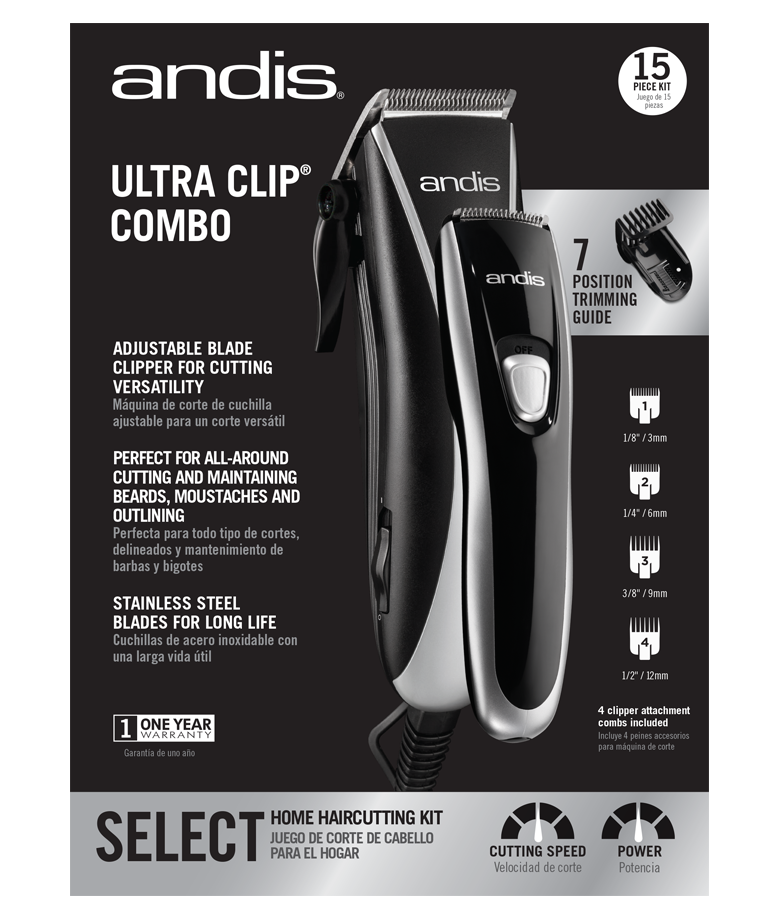 68380 ANDIS Ultra Clip Combo Home Haircutting Kit - TuracellUSA