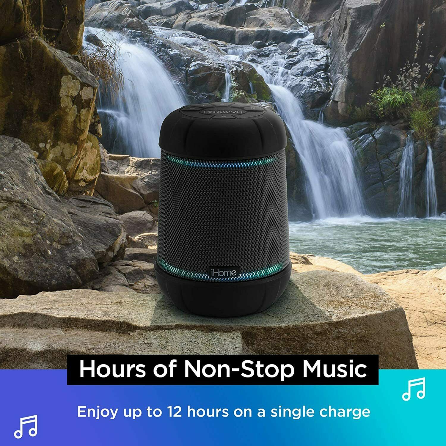 IBT158B IHOME Smart Bluetooth Rechargeable Waterproof Speaker with Voice Control - TuracellUSA