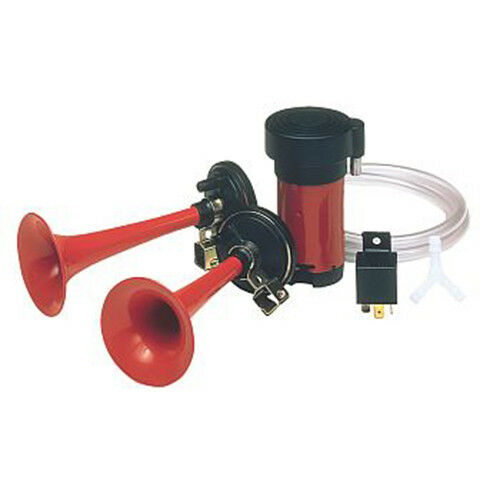 Hella 85105 Air Horn Kit 2-Trumpet, with Compressor, Relay, Tubing 003001-651 - TuracellUSA