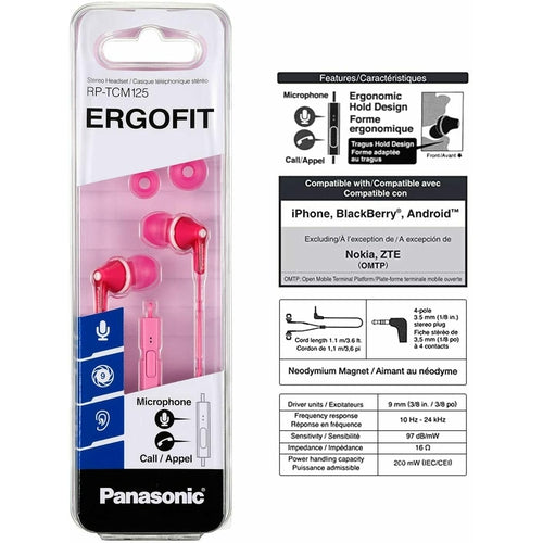 RPTCM125P PANASONIC ErgoFit Earbud Headphones Microphone and Call Controller NEW - TuracellUSA