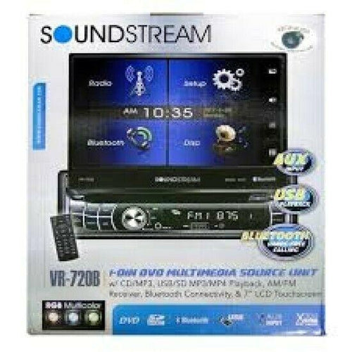 Soundstream VR-720B DVD/CD Player Flip Up 7" LCD Bluetooth SD USB AUX,1 Din NEW! - TuracellUSA