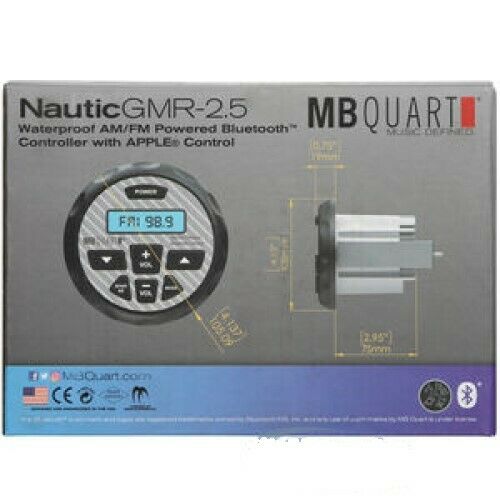 MB Quart GMR-2.5 160W Powered Bluetooth Gauge Mount Radio with Carbon Fiber Look - TuracellUSA