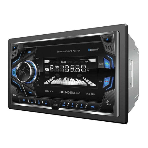 Soundstream Double Din VCD-22B CD/MP3/WMA Player Bluetooth Front AUX USB Input - TuracellUSA