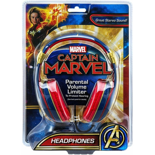 KID-CM140 KID DESIGNS Captain Marvel Adjustable Stereo Headphones BRAND NEW - TuracellUSA